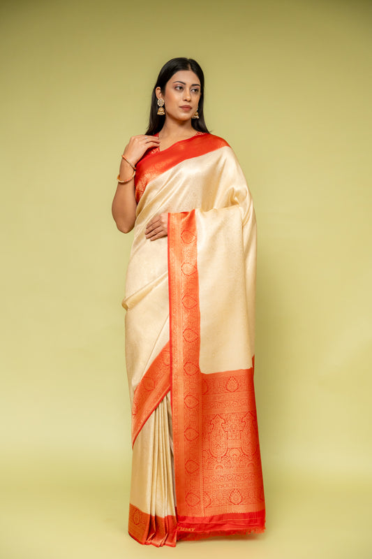 Tussar Banarasi Silk Saree With Unstitched Blouse