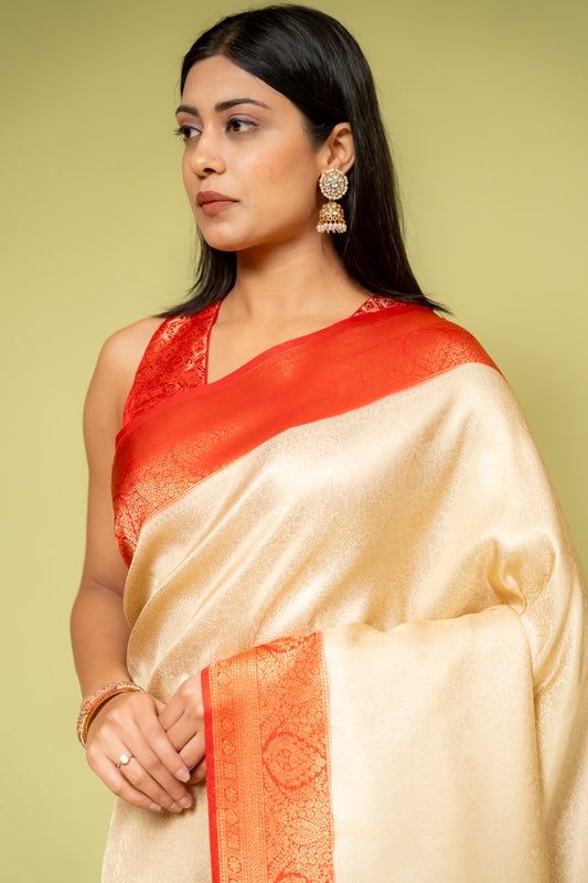 Tussar Banarasi Silk Saree With Unstitched Blouse