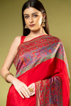 Maroon Crepe Saree With Unstitched Blouse