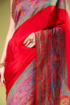 Maroon Crepe Saree With Unstitched Blouse
