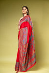 Maroon Crepe Saree With Unstitched Blouse