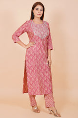 Muslin Kurti And Pant With Sequence Work