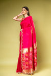 Rani Dola Embroidered Saree With Unstitched Blouse