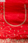 Red Chiffon Saree With Unstitched Blouse