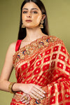 Red Georgette Saree With Unstitched Blouse