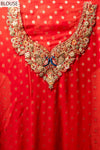 Red Georgette Saree With Unstitched Blouse