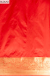 Red Banarasi Silk Saree With Unstitched Blouse