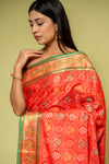 Red Banarasi Silk Saree With Unstitched Blouse