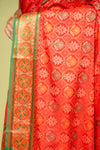 Red Banarasi Silk Saree With Unstitched Blouse