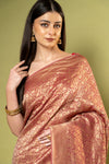 Dark Gajari Khaddi Georgette Saree With Unstitched Blouse