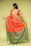 Red Banarasi Silk Saree With Unstitched Blouse