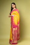 Mustard Rani Khaddi Georgette Saree With Unstitched Blouse