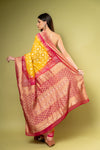 Mustard Rani Khaddi Georgette Saree With Unstitched Blouse