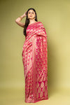 Gajari Rani Khaddi Georgette Saree With Unstitched Blouse
