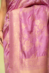 Mauve Banarasi Silk Saree With Unstitched Blouse
