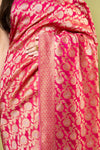Gajari Rani Khaddi Georgette Saree With Unstitched Blouse
