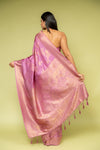 Mauve Banarasi Silk Saree With Unstitched Blouse