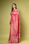 Gajari Rani Khaddi Georgette Saree With Unstitched Blouse