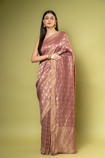 Onion Khaddi Georgette Saree With Unstitched Blouse