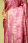 Mauve Banarasi Silk Saree With Unstitched Blouse
