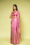Mauve Banarasi Silk Saree With Unstitched Blouse