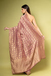 Onion Khaddi Georgette Saree With Unstitched Blouse
