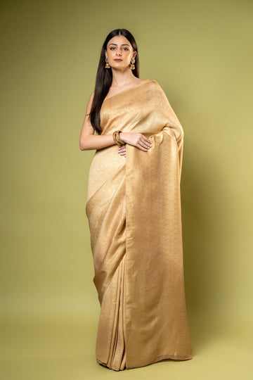 Tussar Khaddi Georgette Saree With Unstitched Blouse