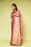 Mauve Banarasi Silk Saree With Unstitched Blouse