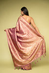 Mauve Banarasi Silk Saree With Unstitched Blouse