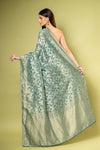 Mint Green Khaddi Georgette Saree With Unstitched Blouse