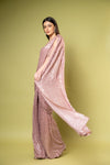 Pink Net Pre-Draped Designer Saree With Readymade Blouse