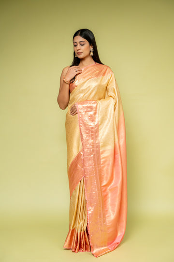 Tussar Banarasi Silk Saree With Unstitched Blouse