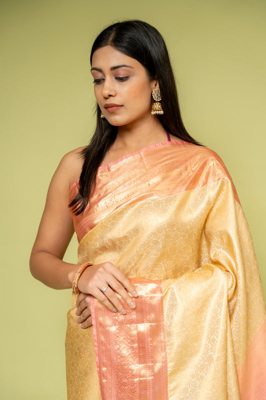 Tussar Banarasi Silk Saree With Unstitched Blouse