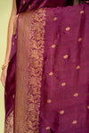 Garnet Banarasi Silk Saree With Unstitched Blouse
