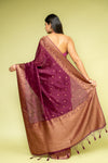 Garnet Banarasi Silk Saree With Unstitched Blouse