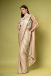 Tussar Shimmer Pre-Draped Saree With Stitched Blouse