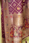 Garnet Banarasi Silk Saree With Unstitched Blouse