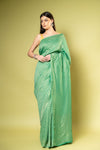 Mint Green Khaddi Georgette Saree With Unstitched Blouse