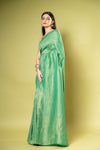 Mint Green Khaddi Georgette Saree With Unstitched Blouse