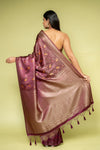 Garnet Banarasi Silk Saree With Unstitched Blouse
