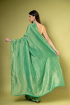 Mint Green Khaddi Georgette Saree With Unstitched Blouse