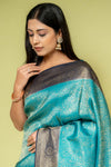 Rama Banarasi Silk Saree With Unstitched Blouse