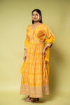 Mango Gold Crepe Floor Length Readymade Suit With Chiffon Dupatta