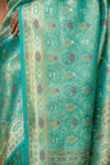 Tea Green Pista Banarasi Silk Saree With Unstitched Blouse