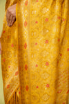 Mustard Banarasi Silk Saree With Unstitched Blouse