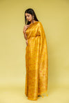 Mustard Banarasi Silk Saree With Unstitched Blouse