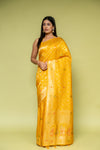 Mustard Banarasi Silk Saree With Unstitched Blouse