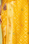 Mustard Banarasi Silk Saree With Unstitched Blouse