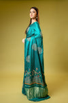 Rama Organza Embroidered Saree With Unstitched Blouse