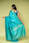 Rama Banarasi Silk Saree With Unstitched Blouse